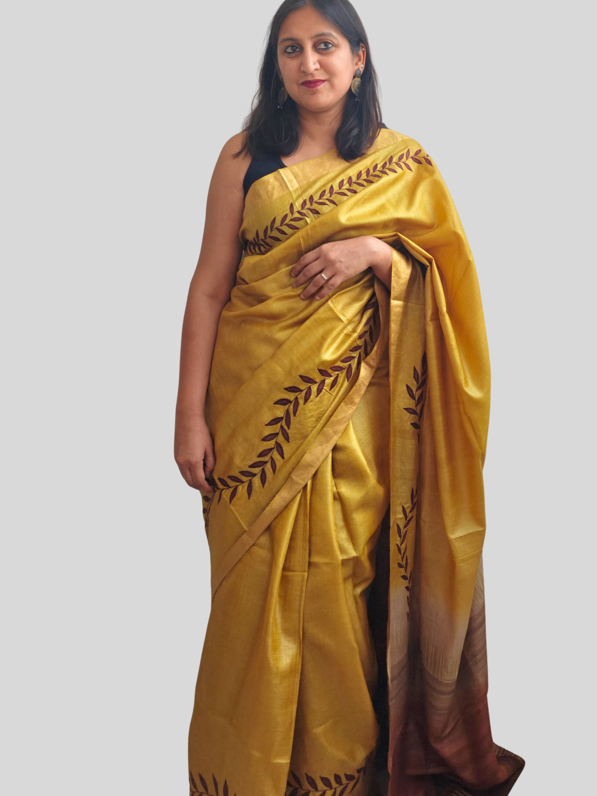 Prakashi Applique Tussar saree