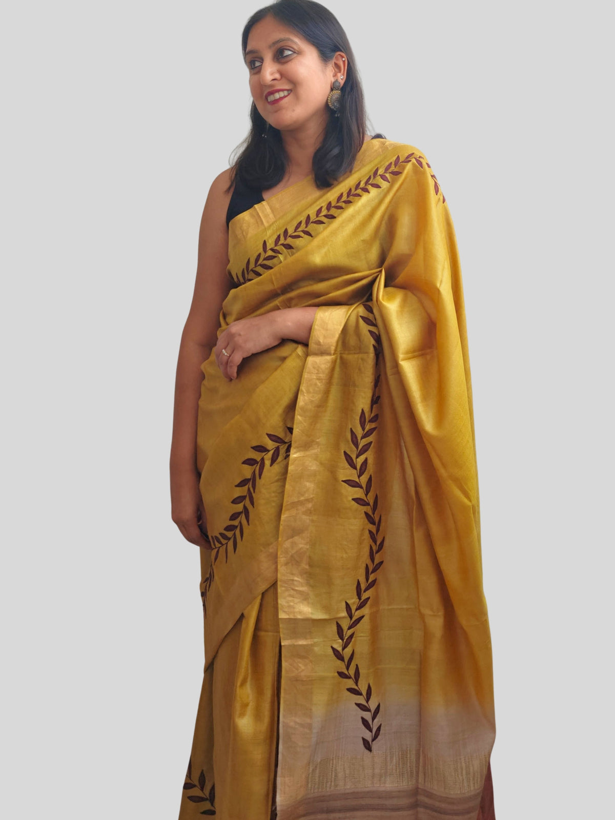 Prakashi Applique Tussar saree