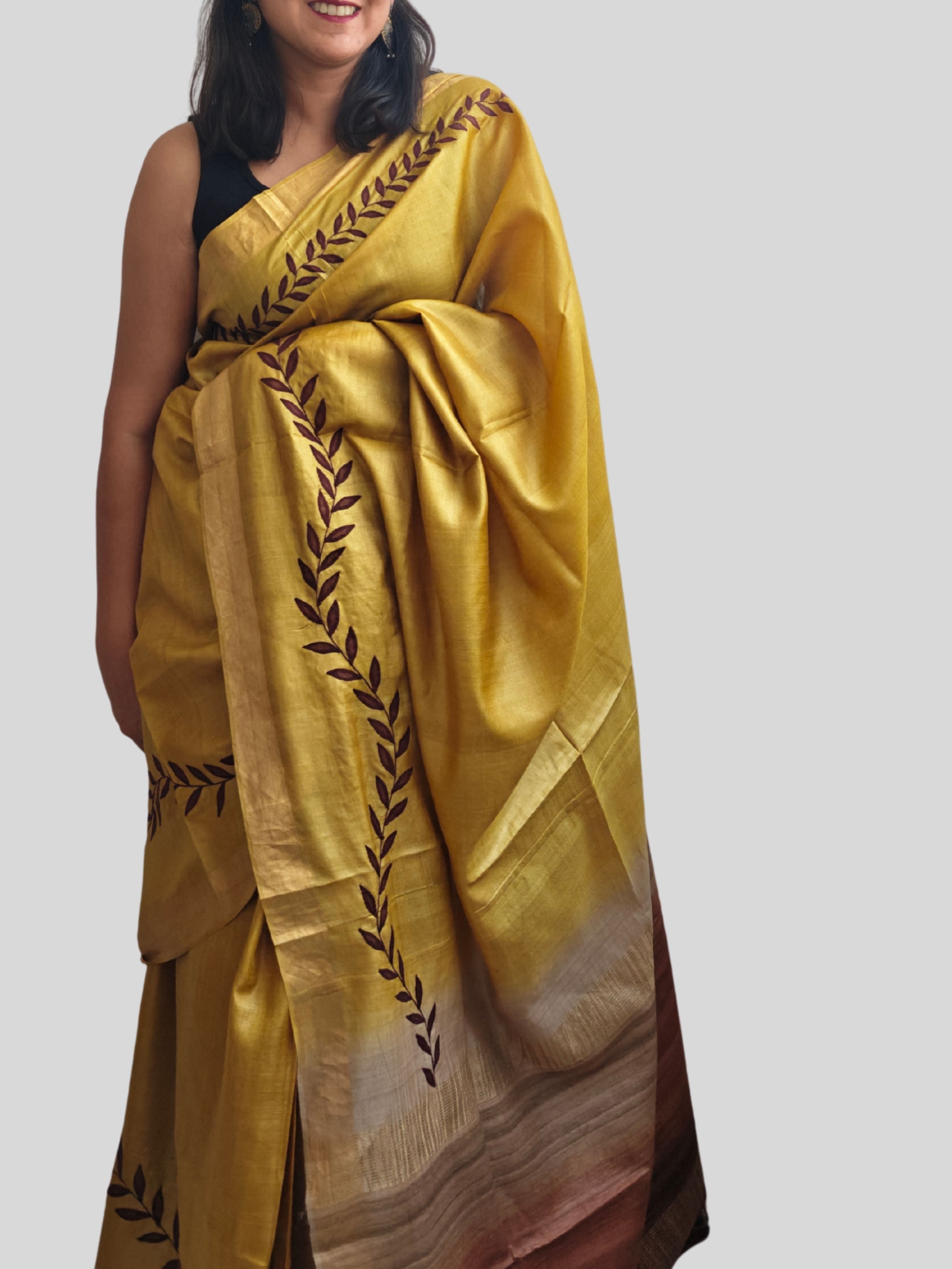 Prakashi Applique Tussar saree