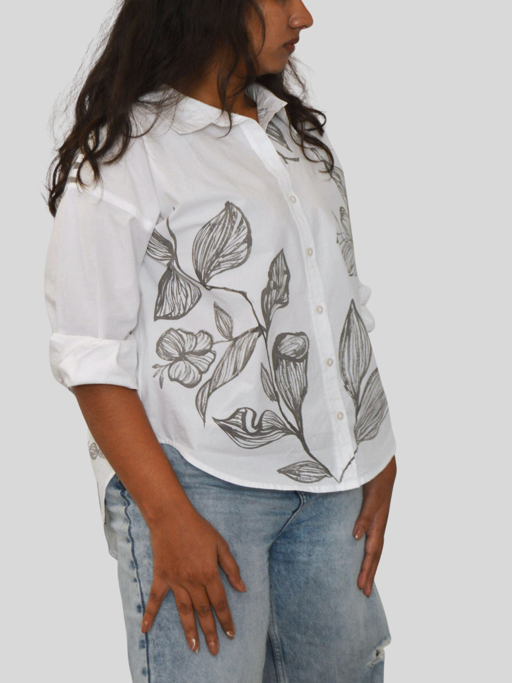 Wilted Florals Painted Oversized Shirt