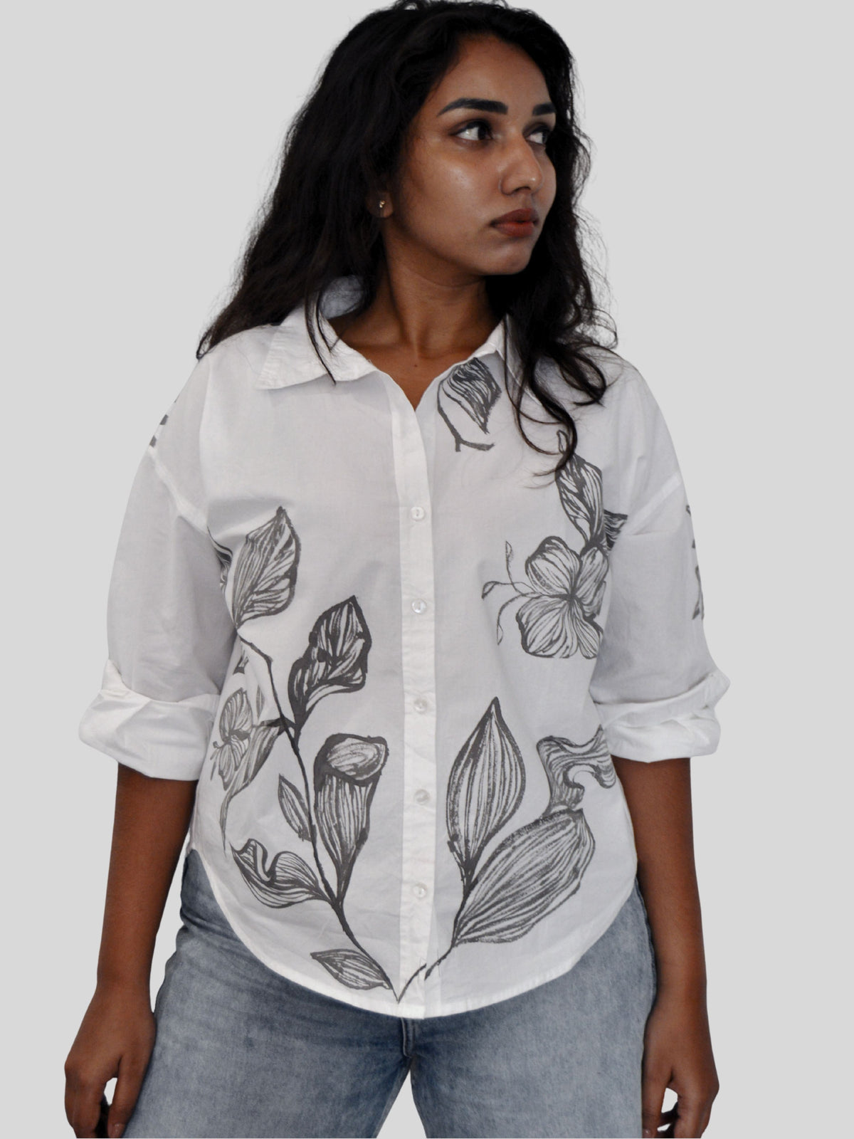 Wilted Florals Painted Oversized Shirt