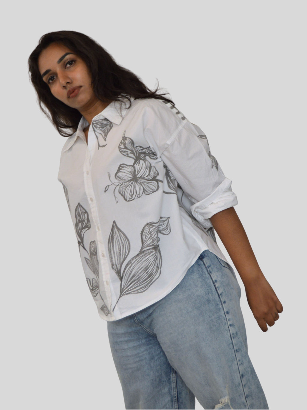 Wilted Florals Painted Oversized Shirt