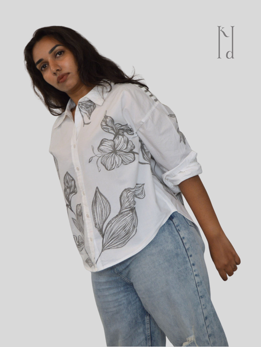 Wilted Florals Painted Oversized Shirt