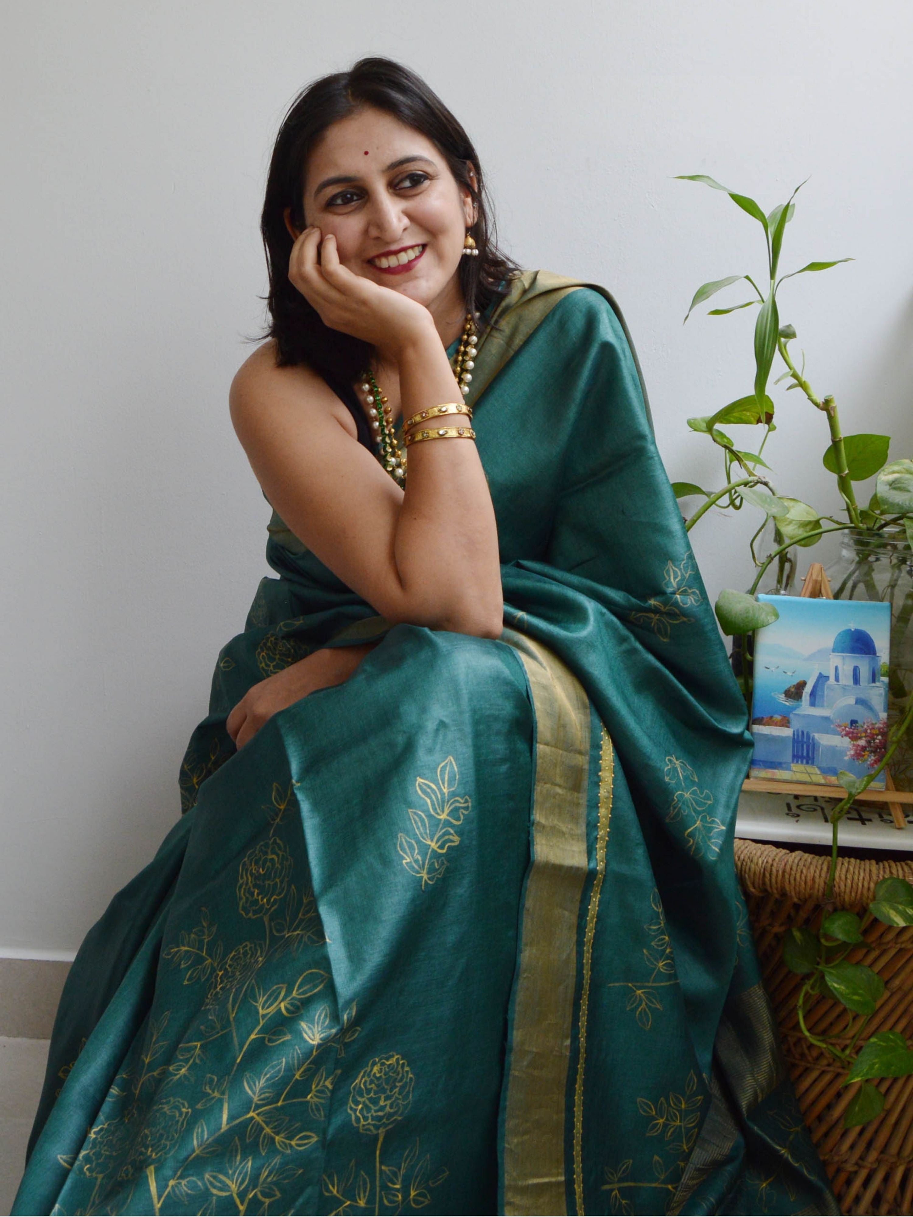 Panna Painted Tussar Saree