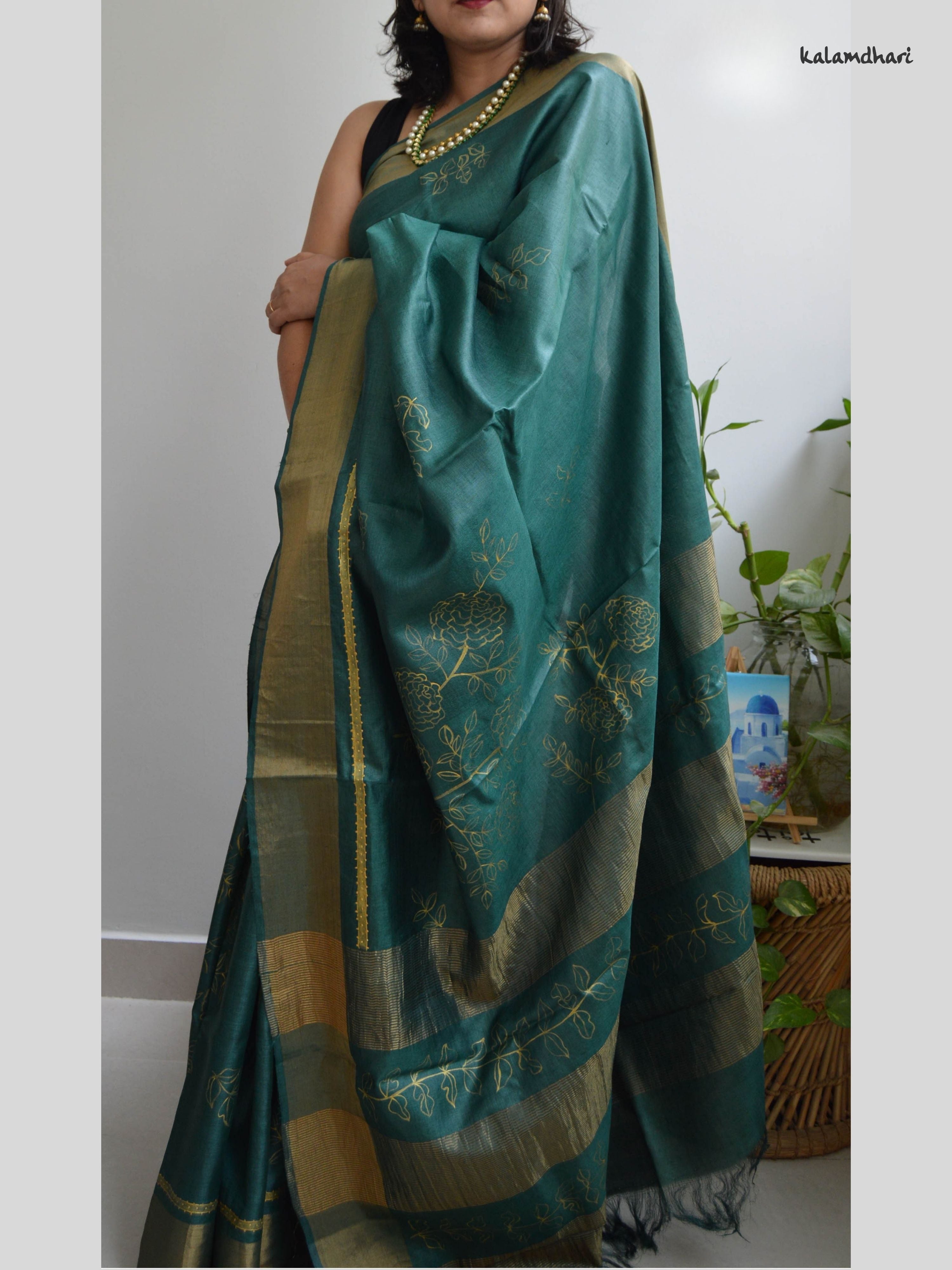 Panna Painted Tussar Saree