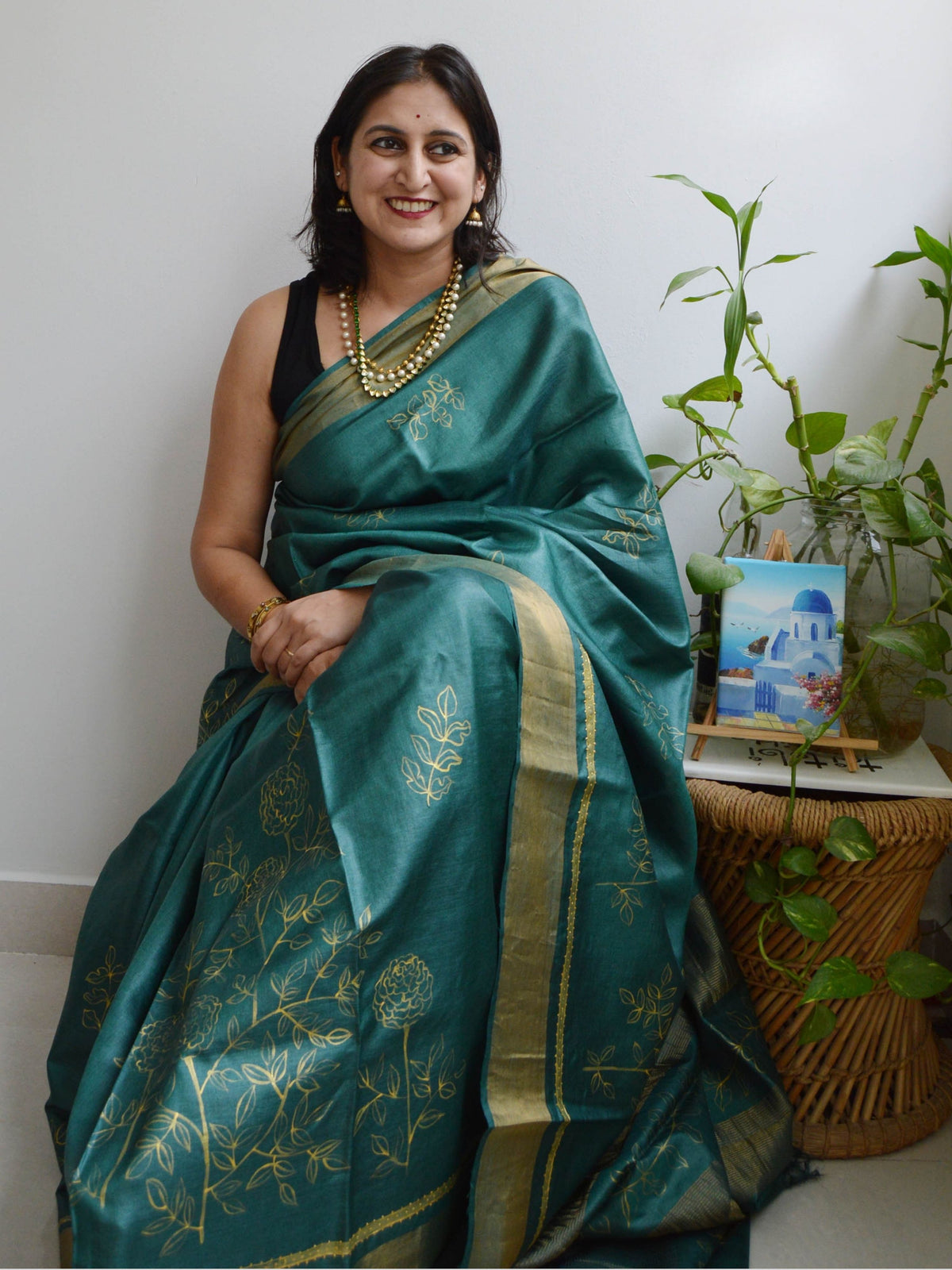 Panna Painted Tussar Saree