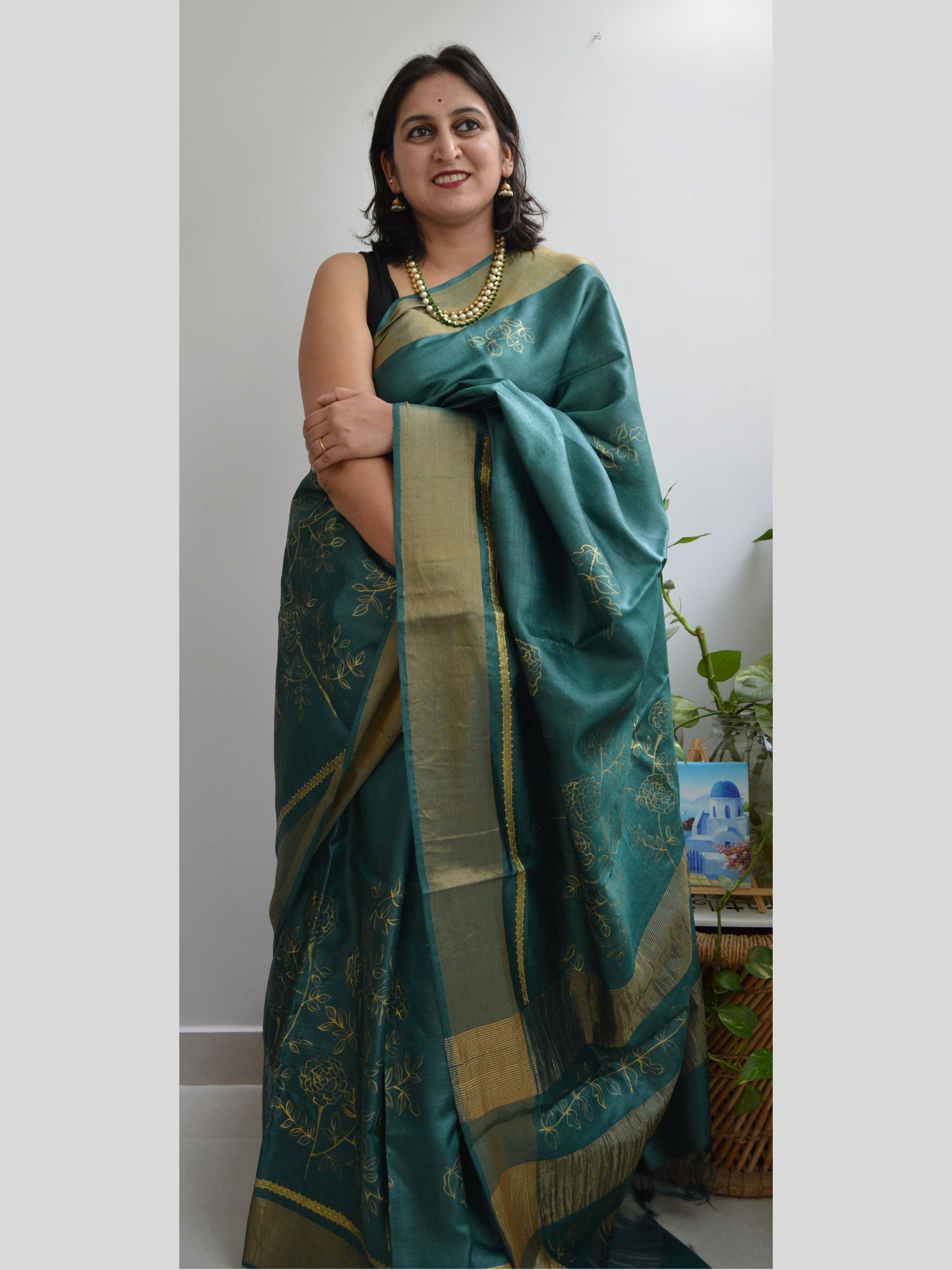 Panna Painted Tussar Saree