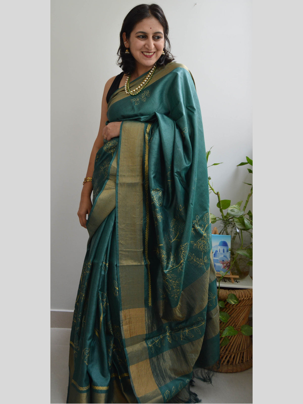 Panna Painted Tussar Saree