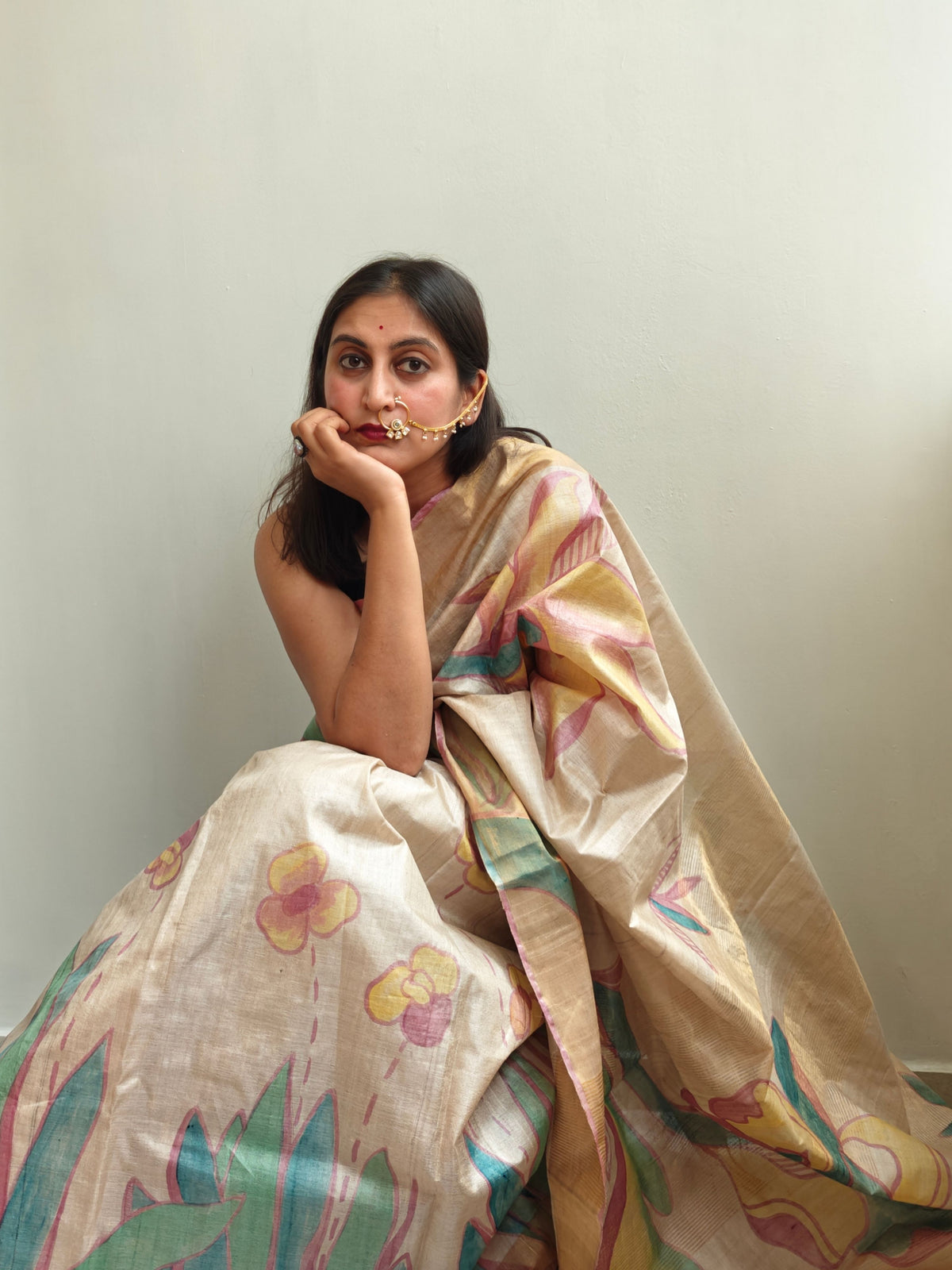 Ajanta Painted Kosa Silk Saree