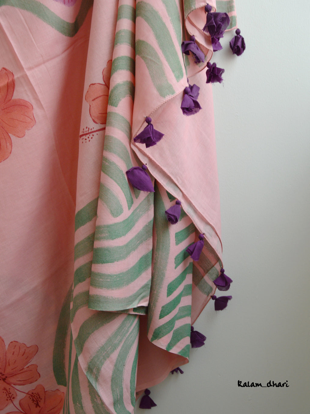 Bagiya Painted Mul Cotton Saree- Pink