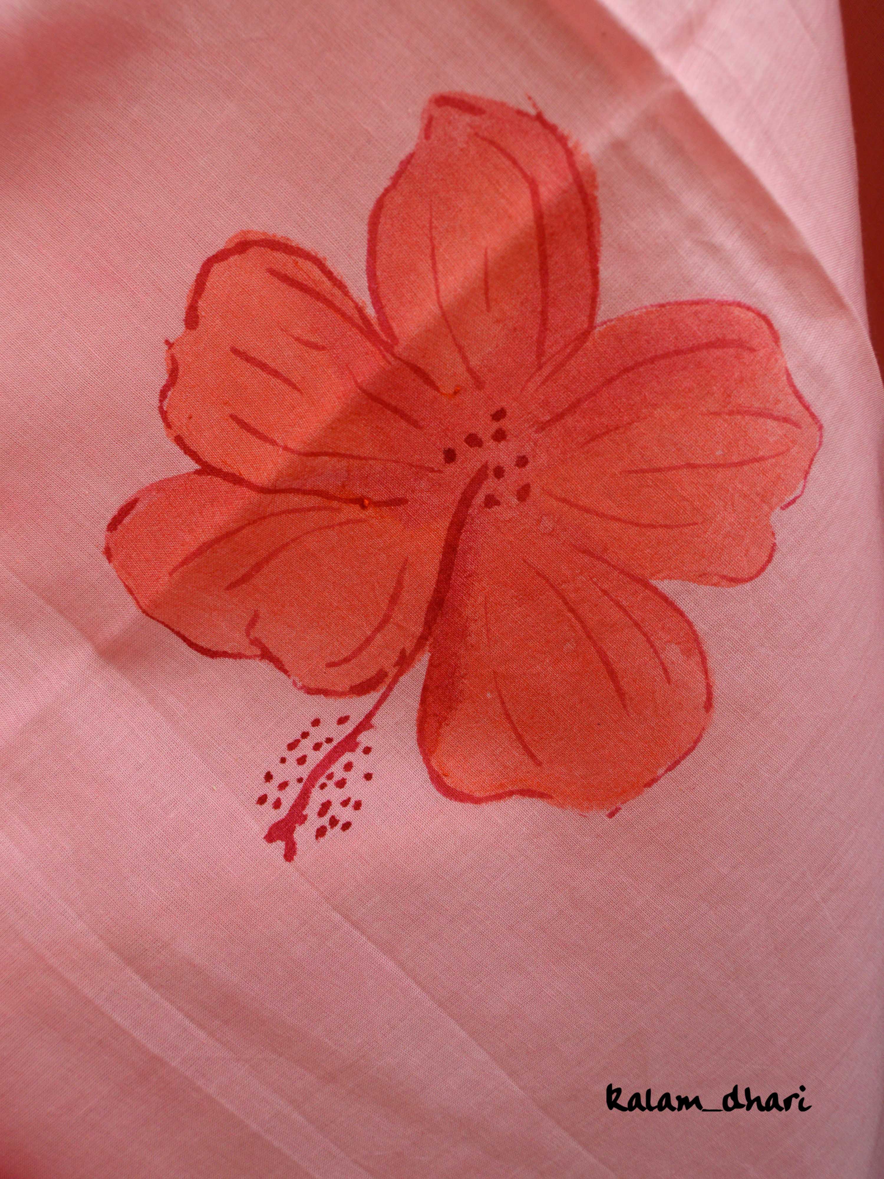 Bagiya Painted Mul Cotton Saree- Pink