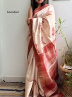 Origami Red Kosa Saree