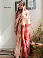 Origami Red Kosa Saree