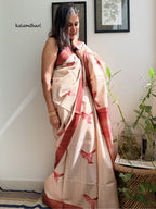 Origami Red Kosa Saree