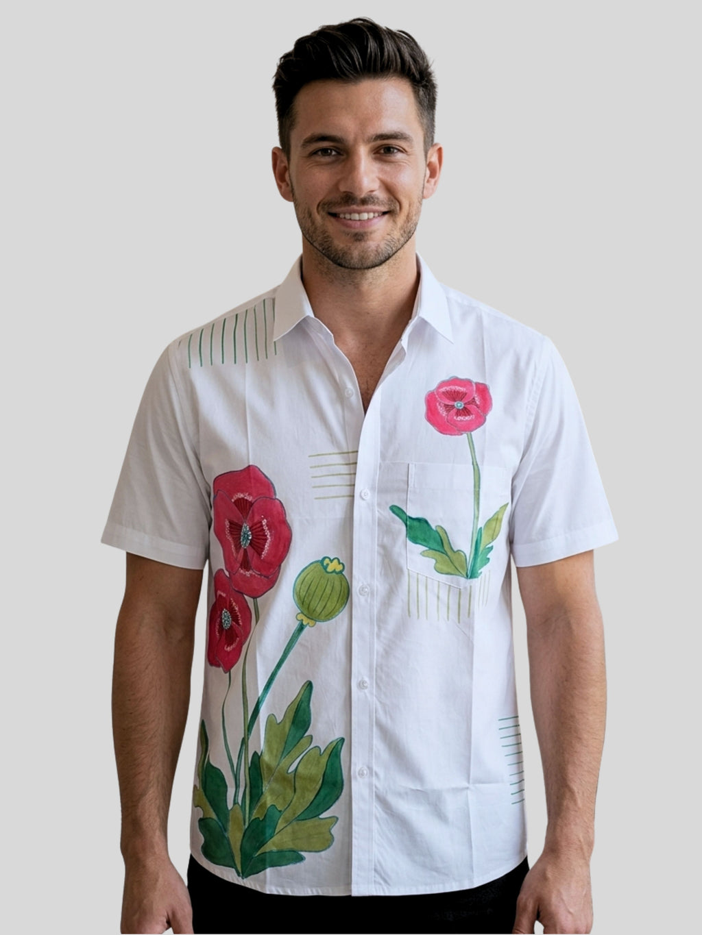 Poppies Painted Half Shirt