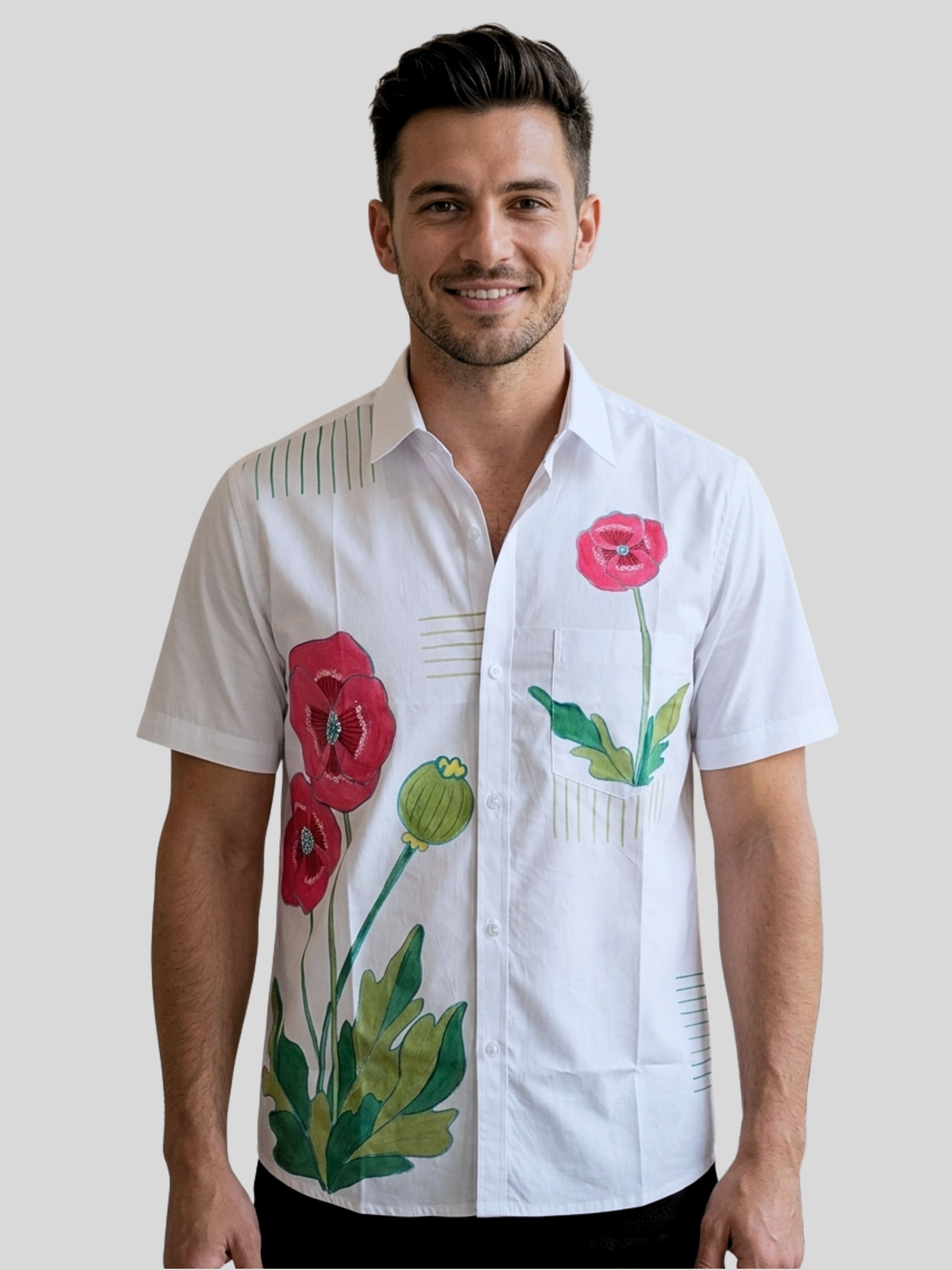 Poppies Painted Half Shirt