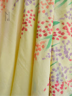 Delphi Painted Mul Cotton Saree- Yellow