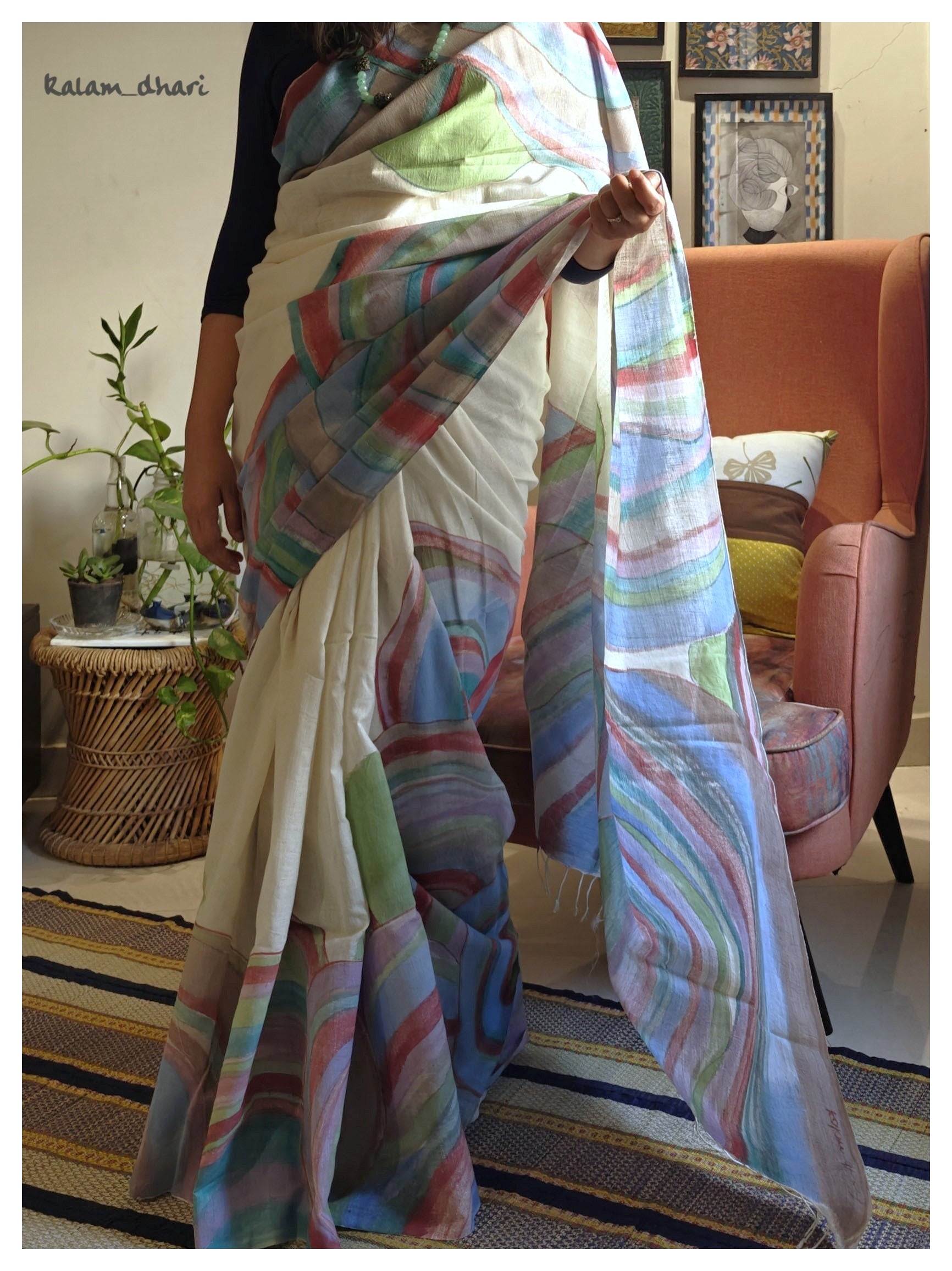 Agate Painted Cotton Saree