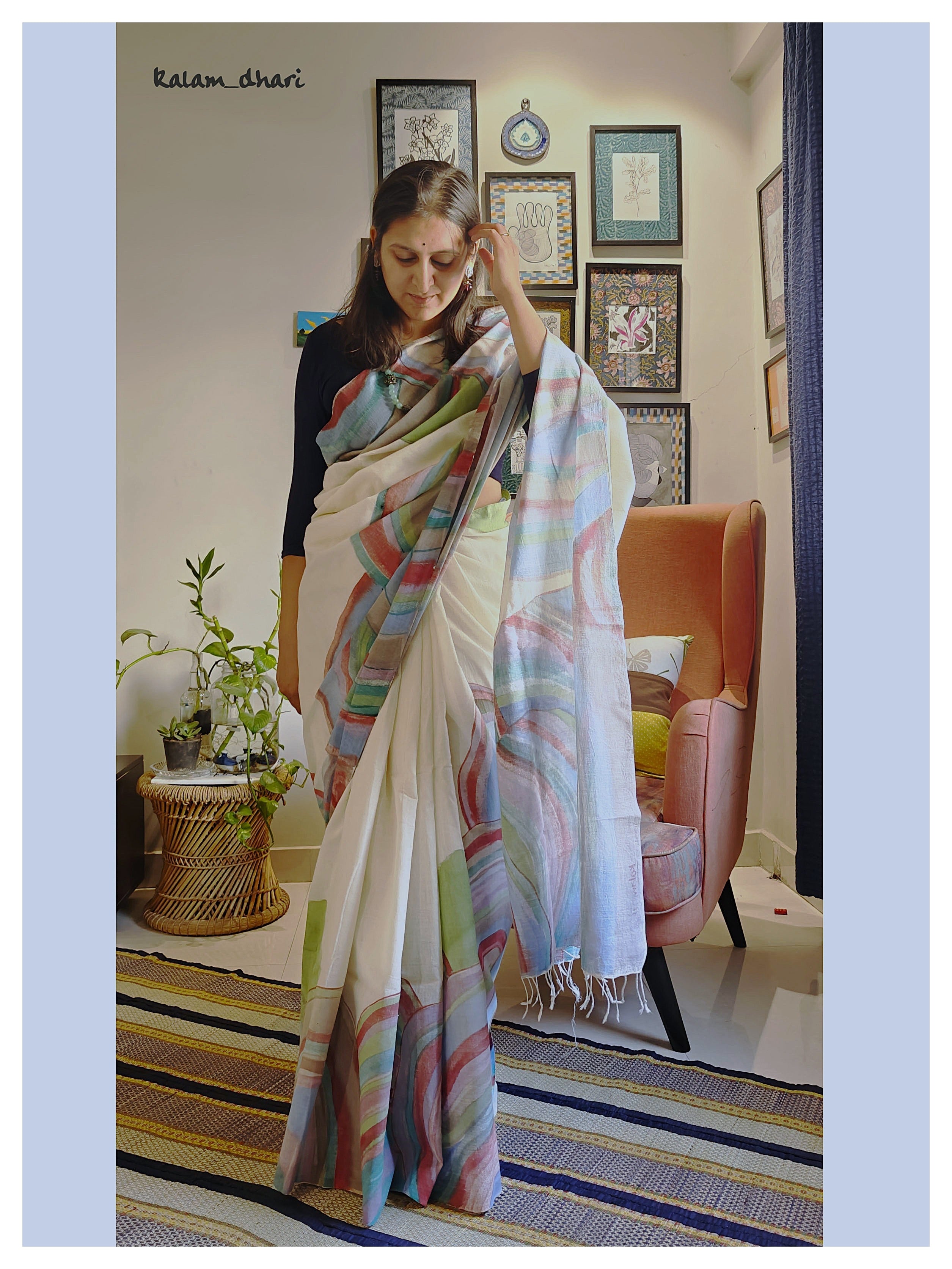 Agate Painted Cotton Saree