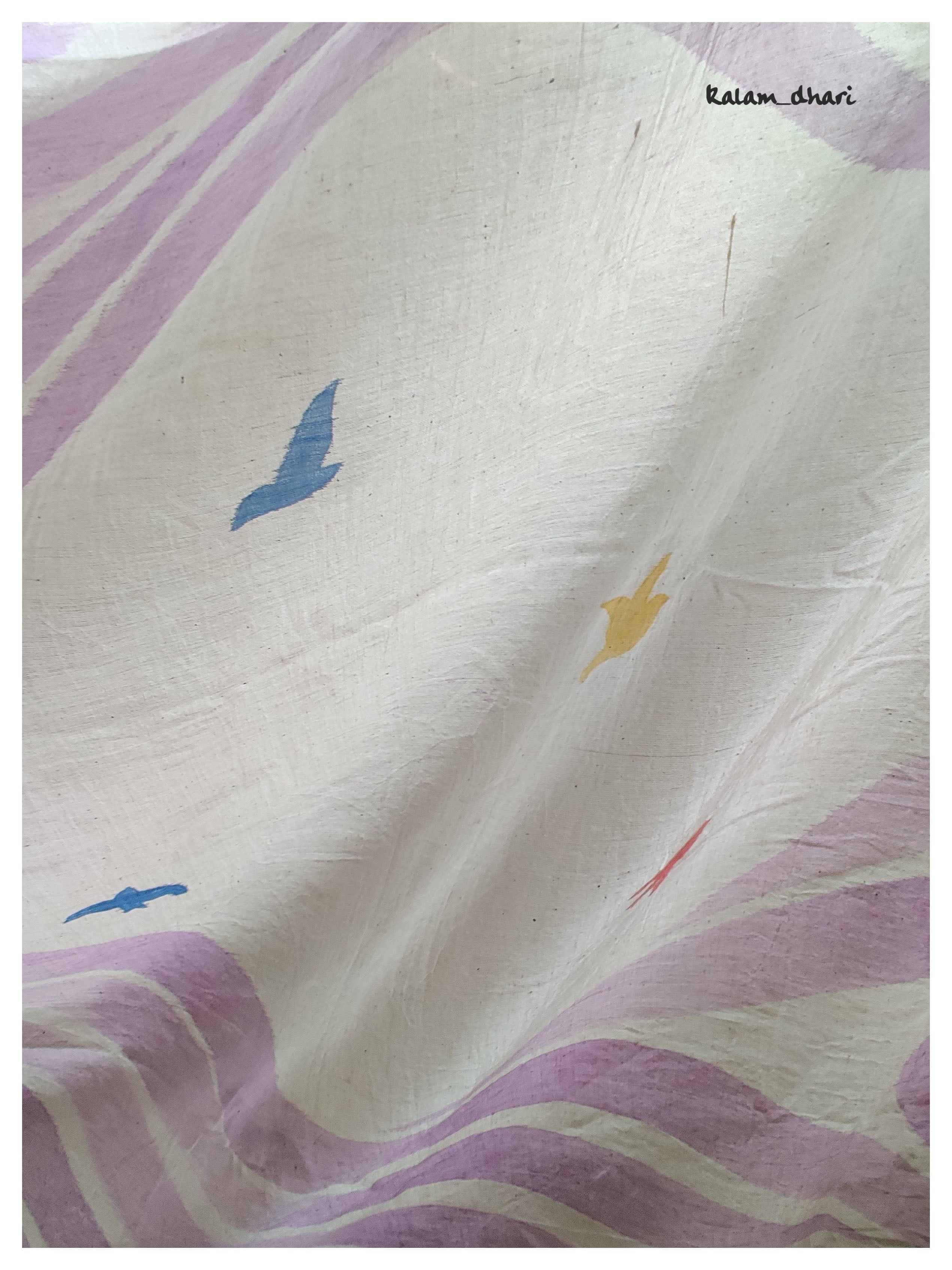 Vaayu Painted Cotton Saree- Lavender