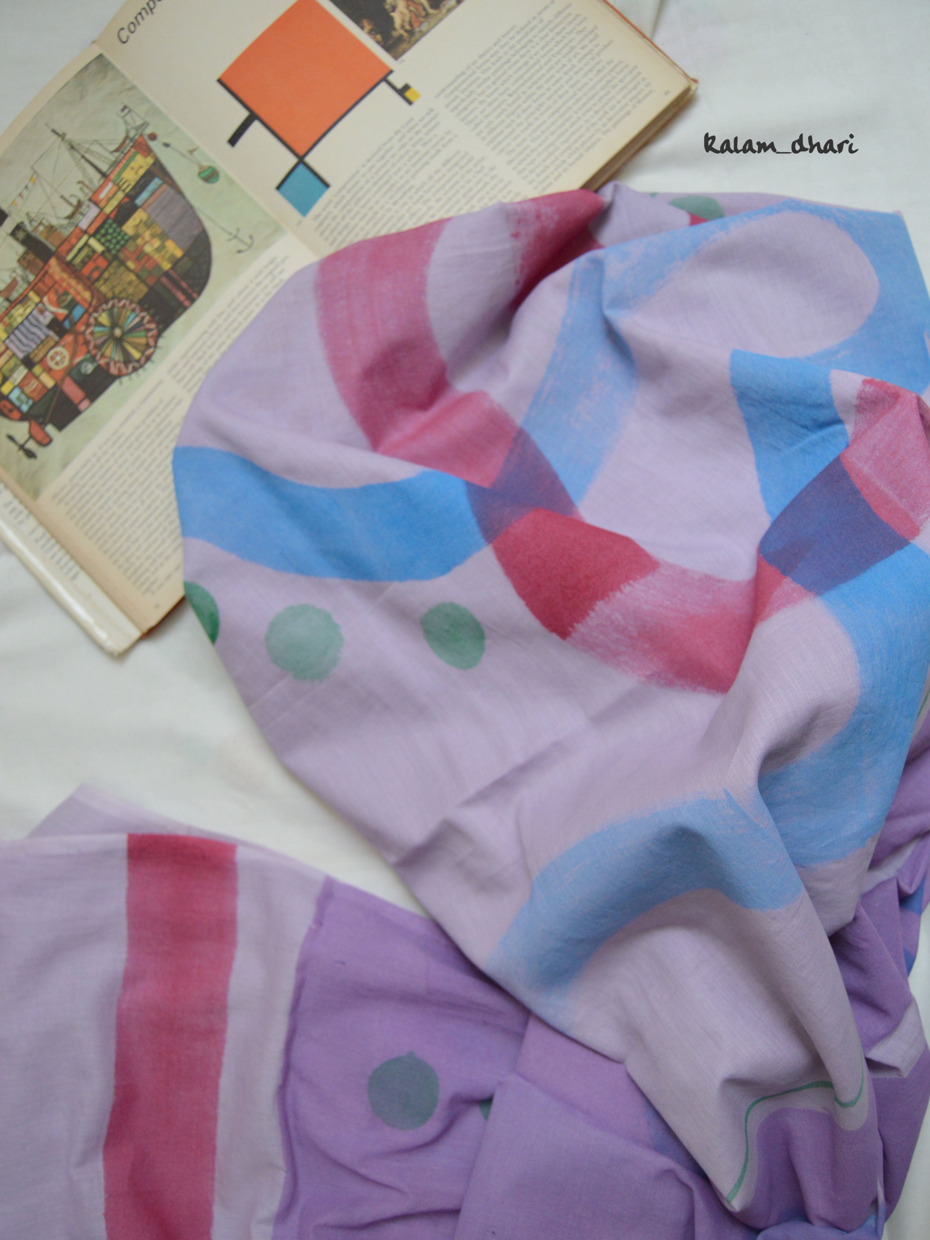 Abstract Painted Mul Cotton Saree