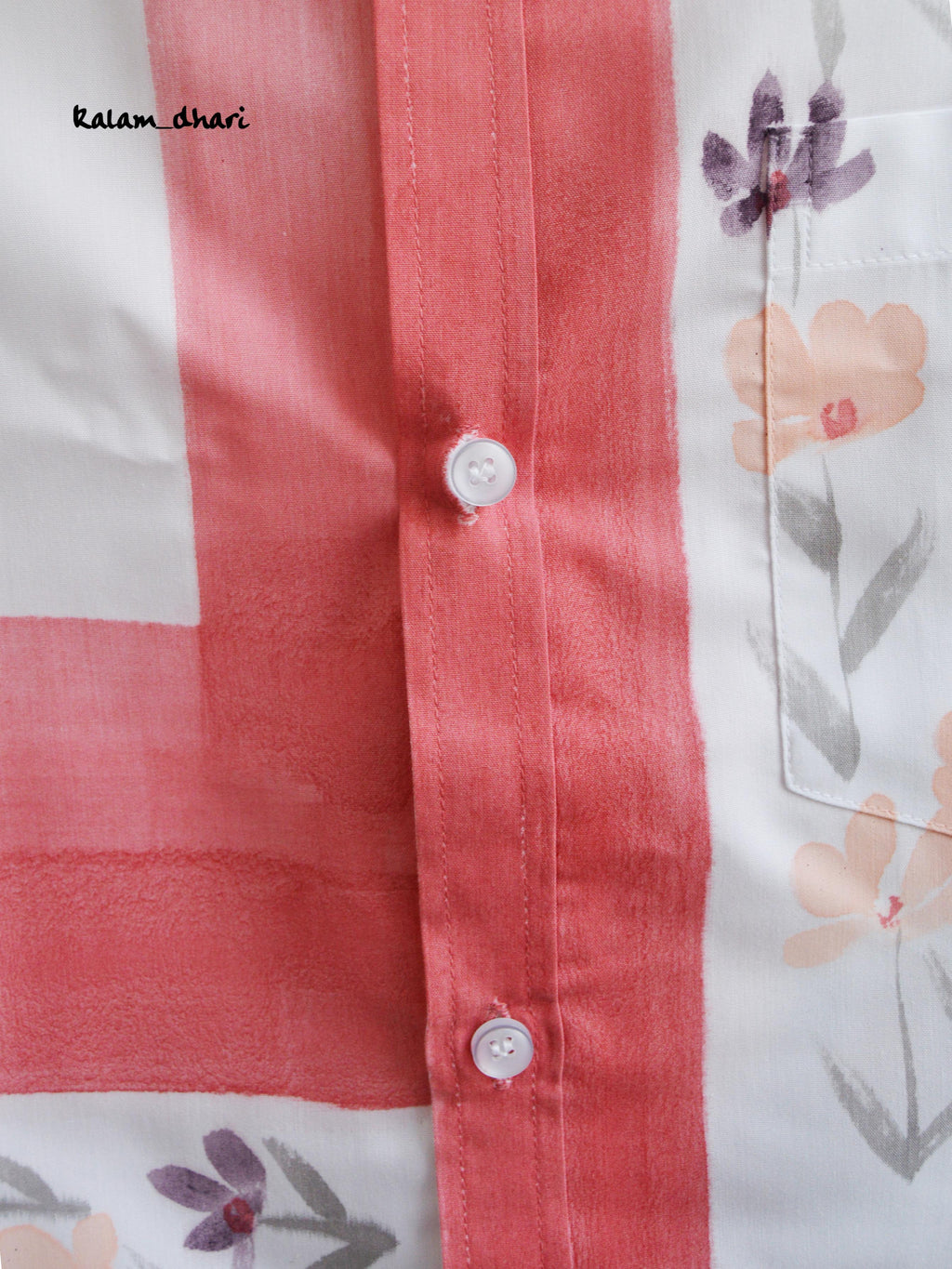 Phool Red Painted Half Shirt