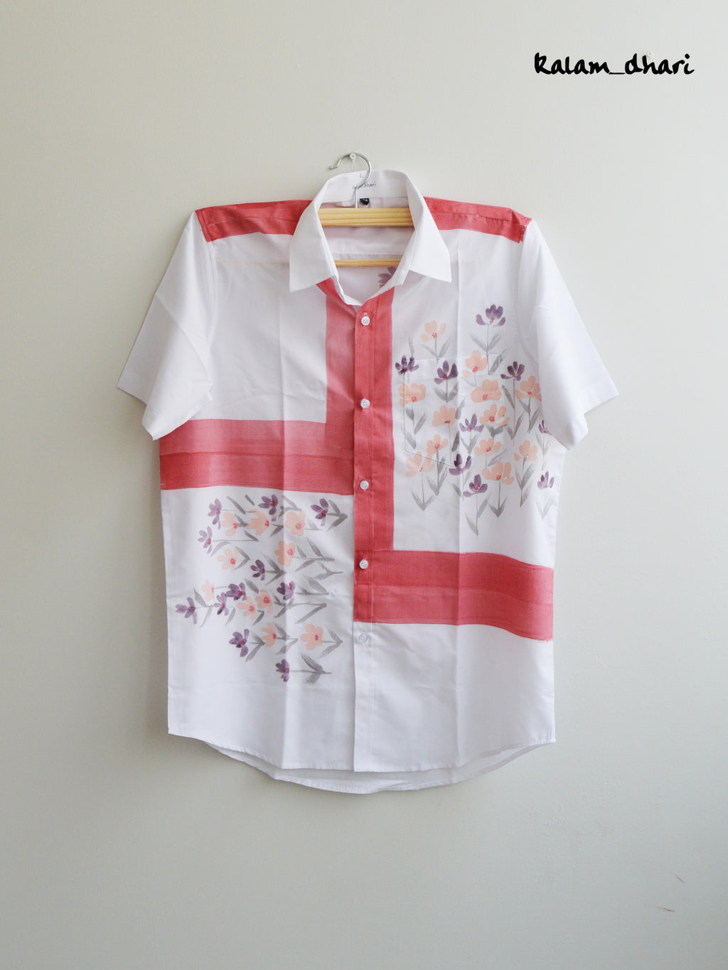 Phool Red Painted Half Shirt