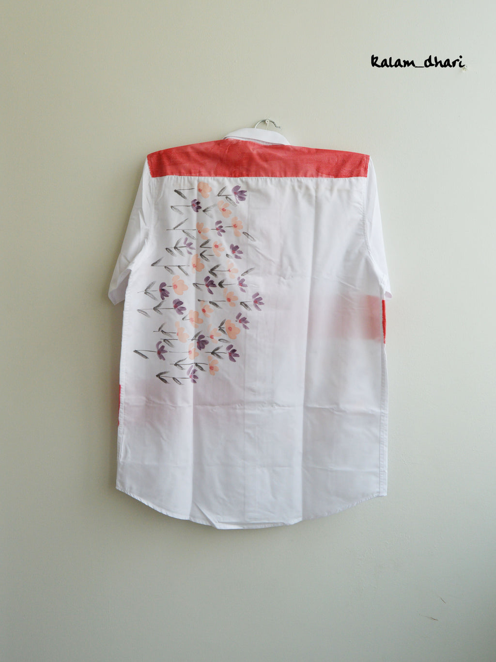 Phool Red Painted Half Shirt