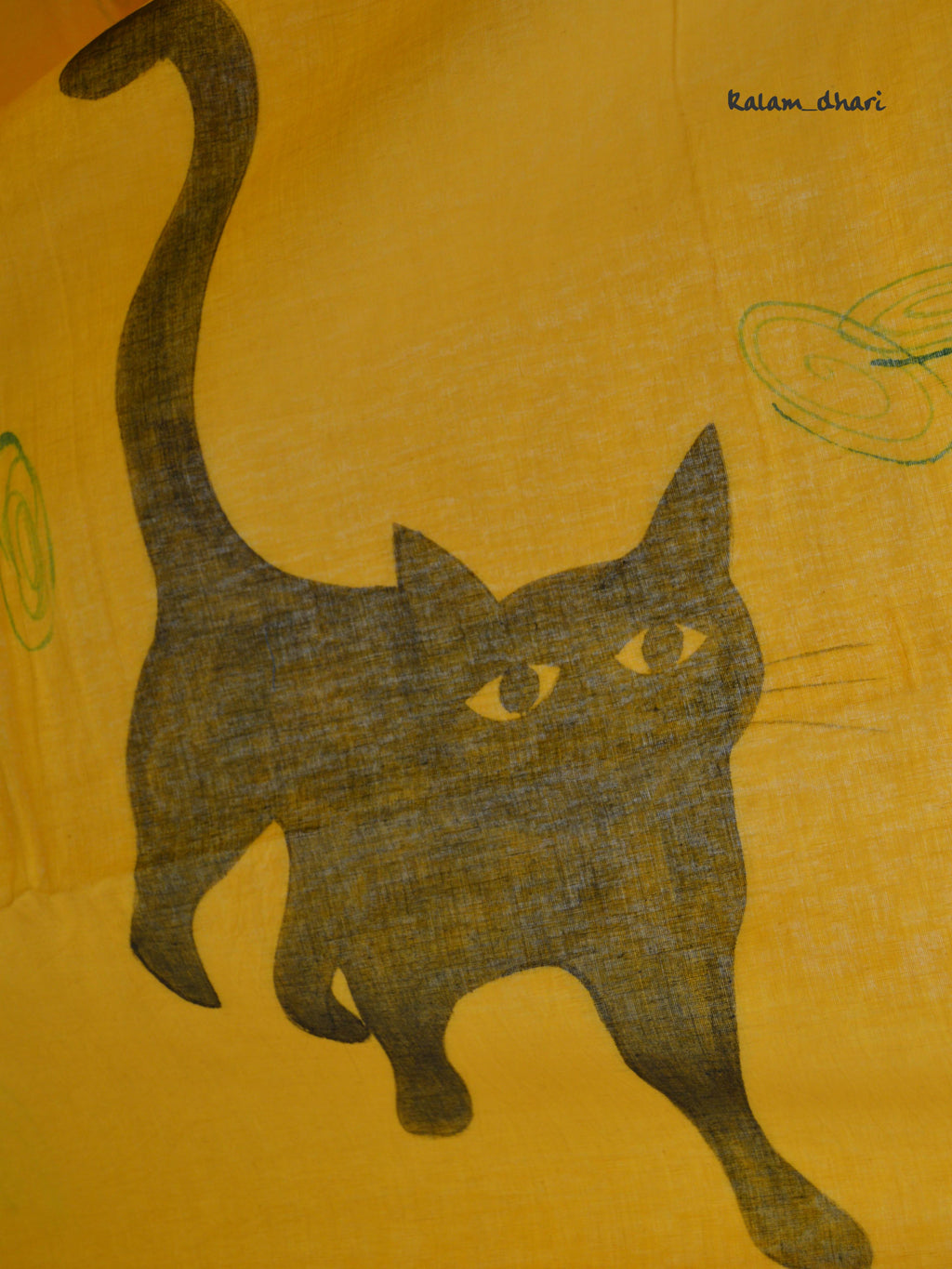 Cat Painted Mul Cotton Saree