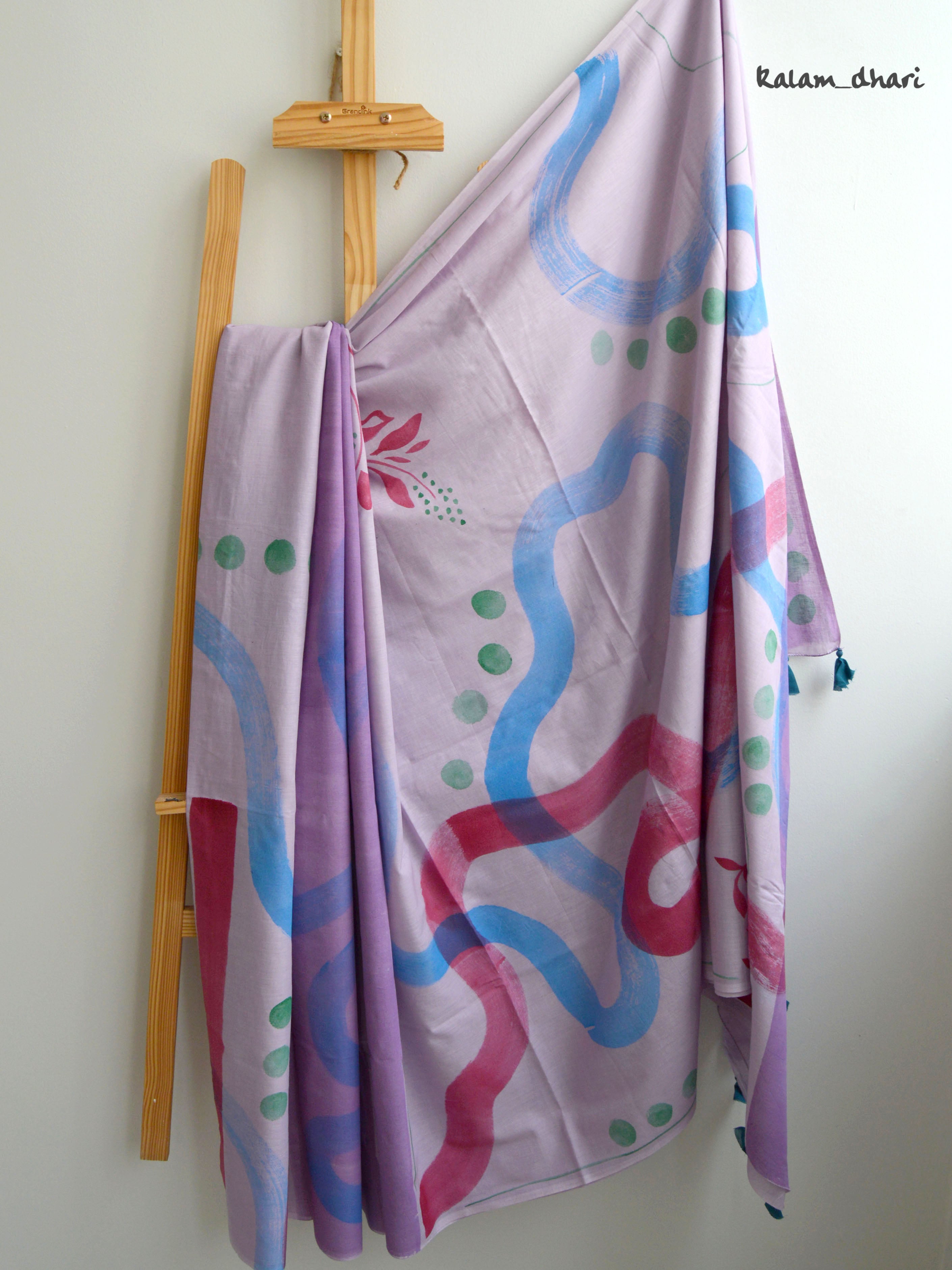 Abstract Painted Mul Cotton Saree