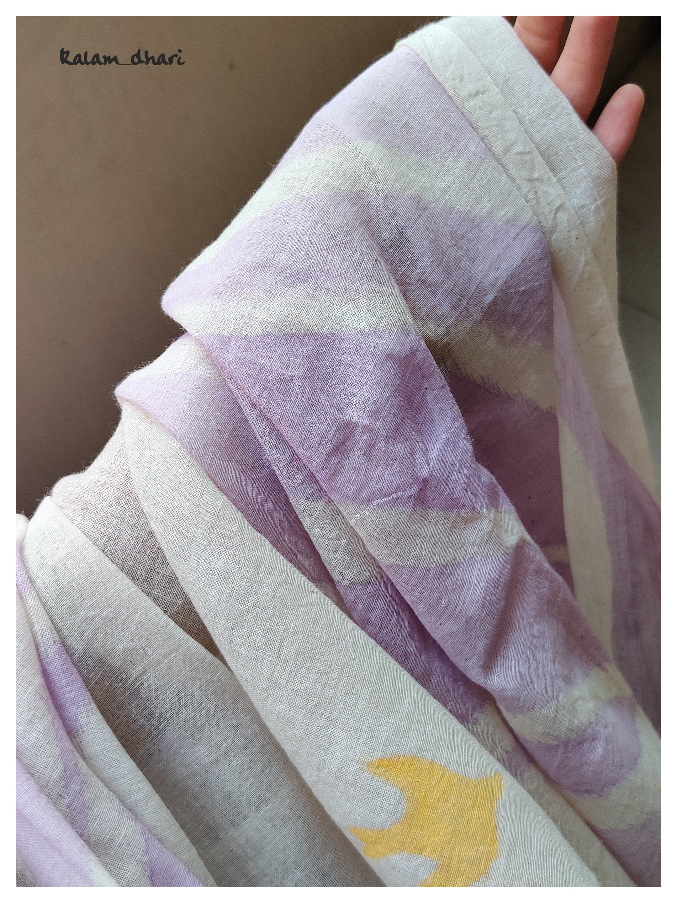 Vaayu Painted Cotton Saree- Lavender