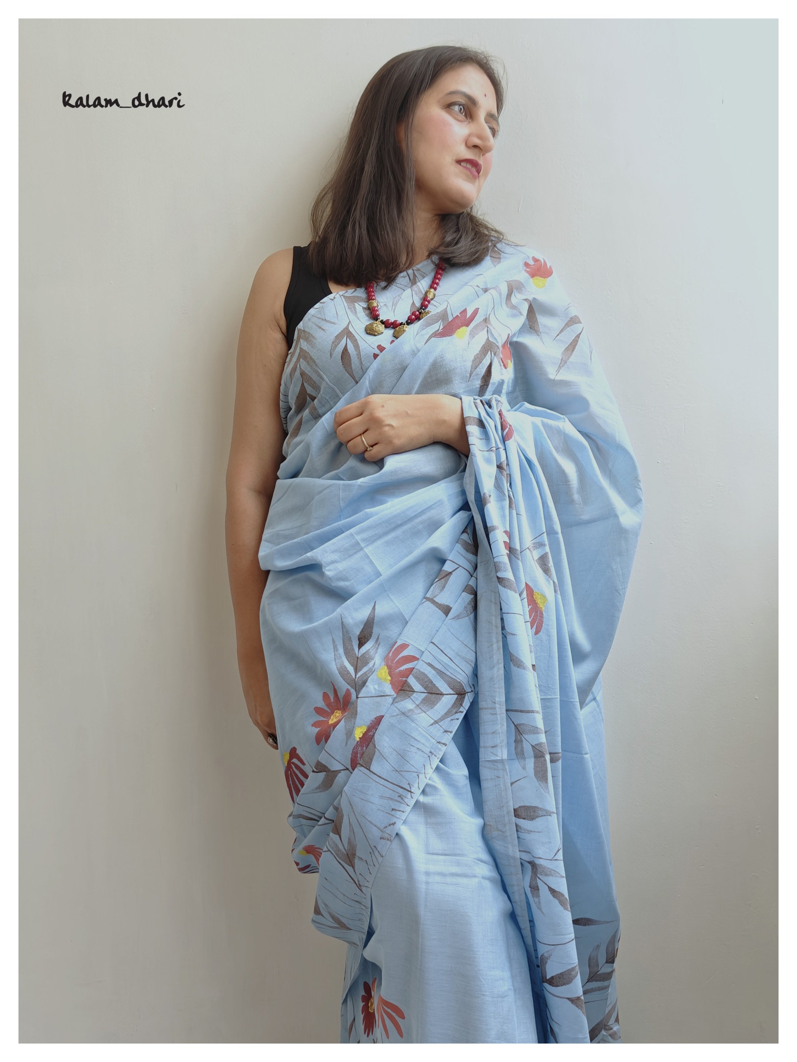 Daisy Painted Mul Cotton Sares