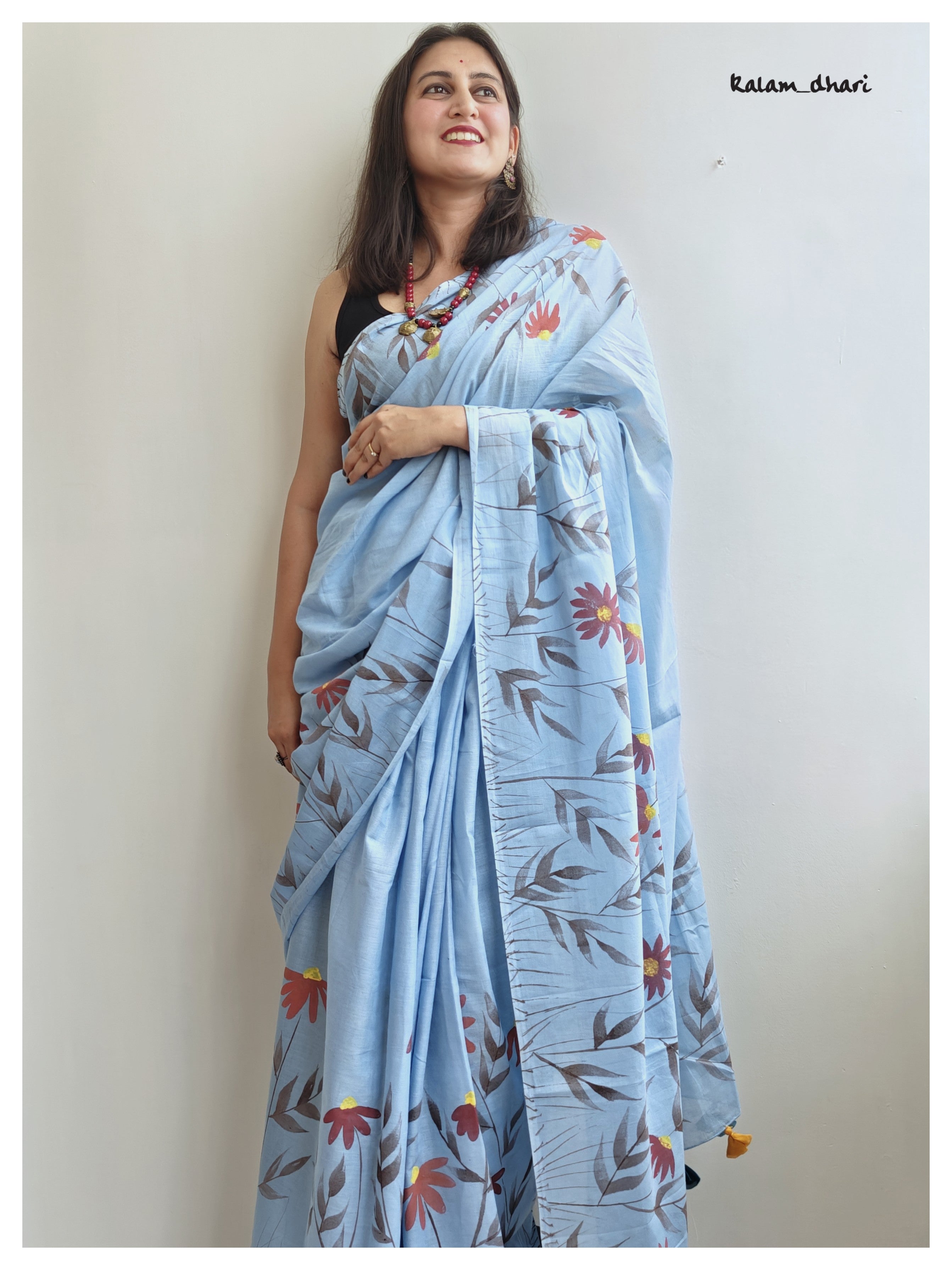 Daisy Painted Mul Cotton Sares