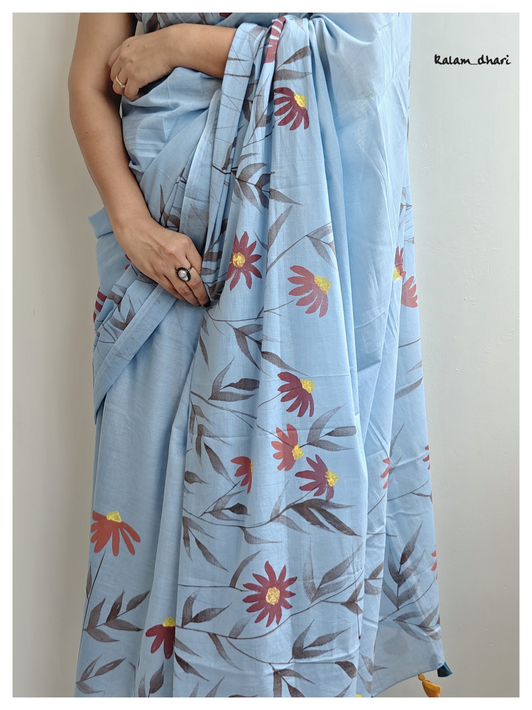 Daisy Painted Mul Cotton Sares