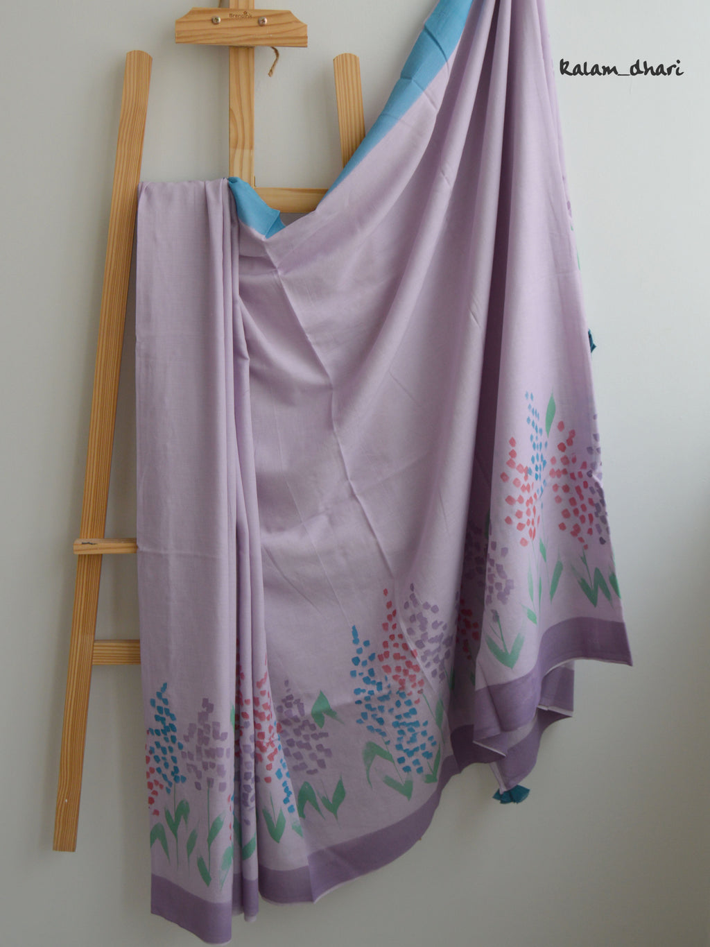 Delphi Painted Mul Cotton Saree- Purple