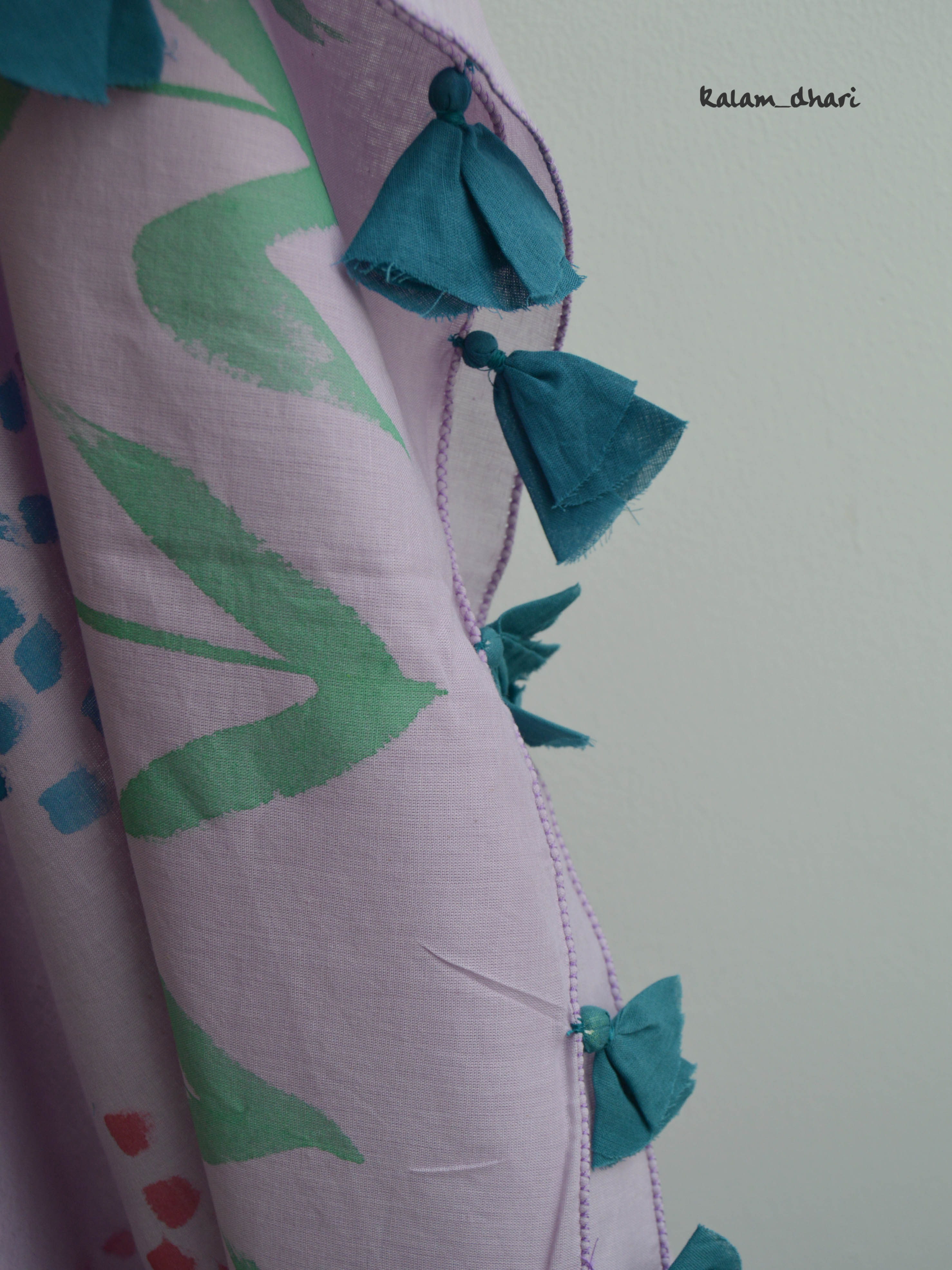 Delphi Painted Mul Cotton Saree- Purple