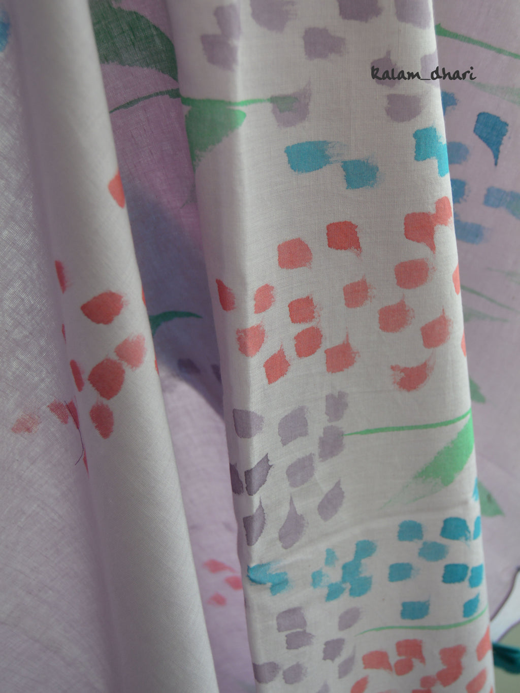 Delphi Painted Mul Cotton Saree- Purple