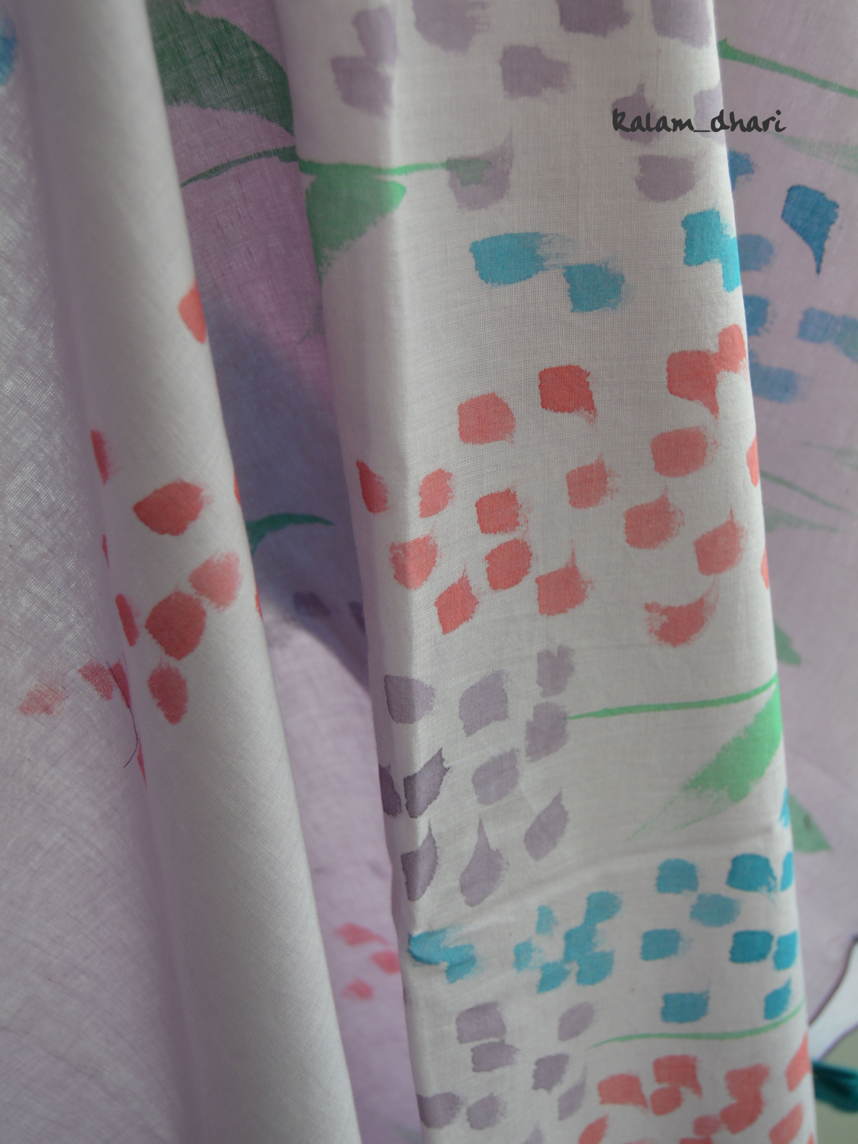 Delphi Painted Mul Cotton Saree- Purple