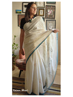 Rashi Phal Painted Cotton Saree- Turquoise