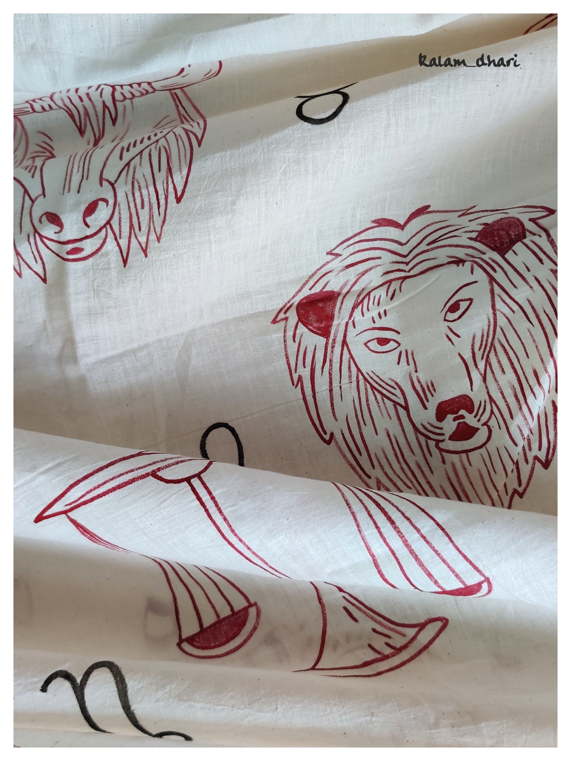 Rashi Phal Painted Cotton Saree- Burgundy