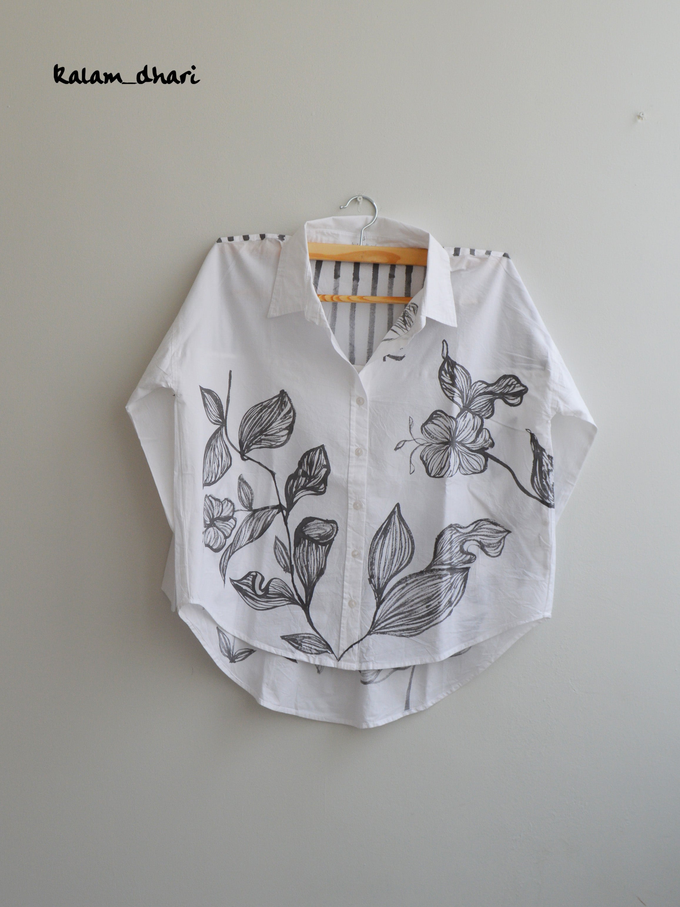 Wilted Florals Painted Oversized Shirt