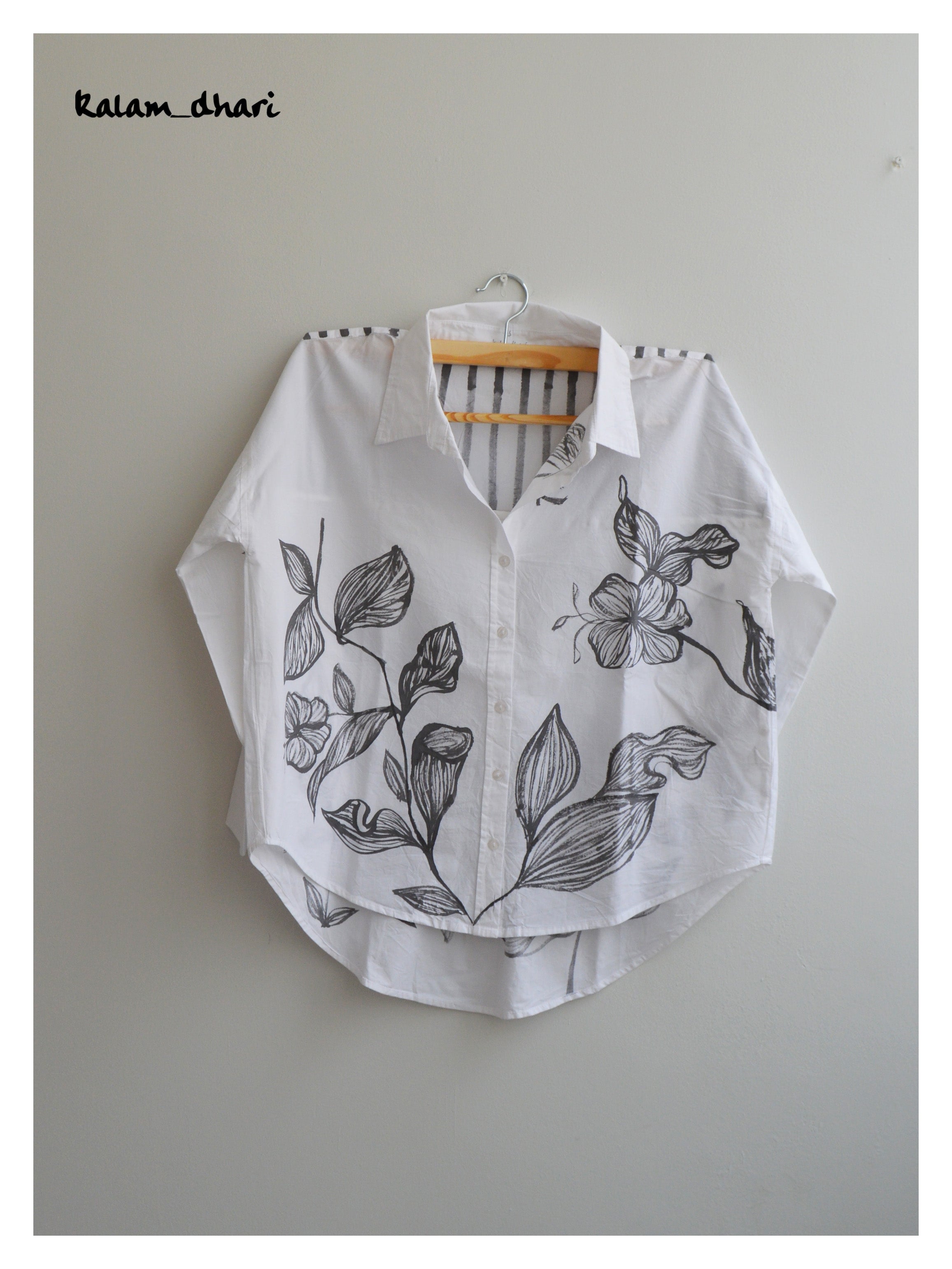 Wilted Florals Painted Oversized Shirt